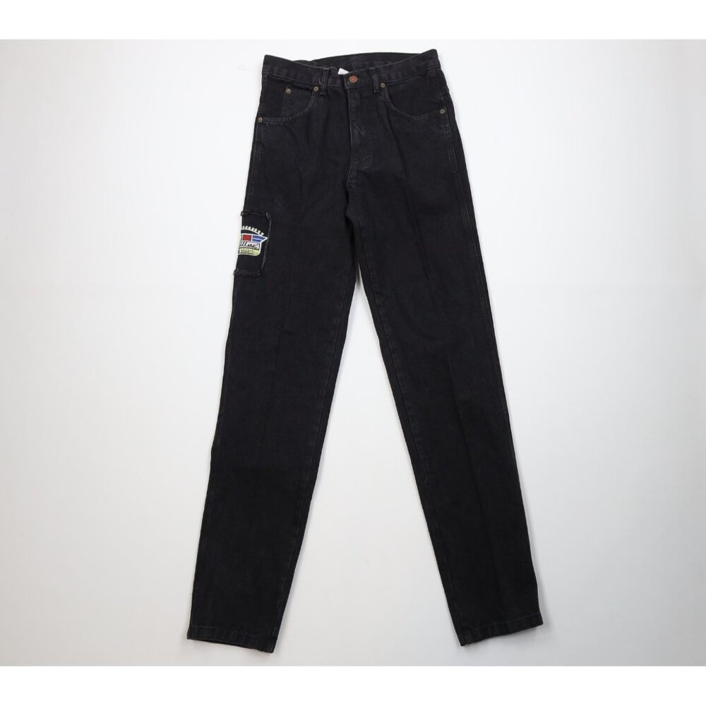 Deadstock Vtg 80s 90s Cadillac Mens 30x34 Spell Out Straight Leg Jeans Black USA